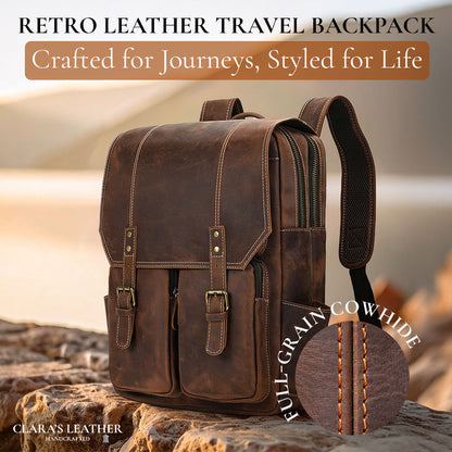 Robert - Retro Leather Travel Backpack
