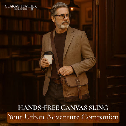 William - Small Canvas Leather Sling Bag