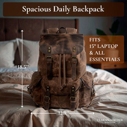 James - Vintage Canvas Leather Backpack