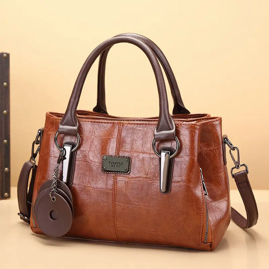 Fashionable Genuine Leather Retro Boston Bag